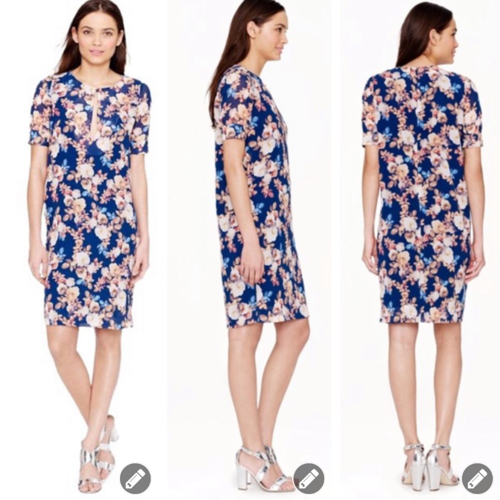 J. Crew Silk Floral Shift Dress 8643